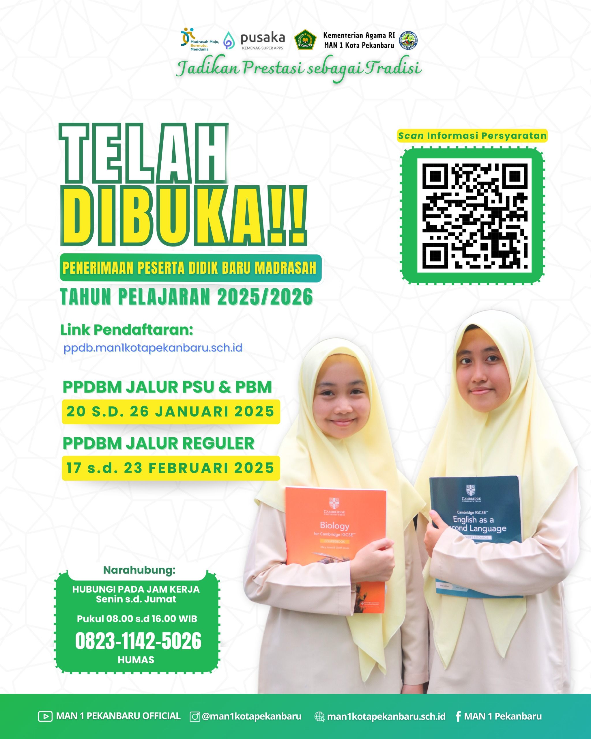 PPDB MAN 1 Kota Pekanbaru JALUR PSU 2025 2026